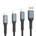 Дата кабель USB 2.0 AM to Lightning + Micro 5P + USB-C 1.2m 100W nylon black XoKo (SC-3100)