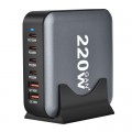 Зарядное устройство XoKo 1xUSB-С PD100W + 1xUSB-С PD45W + 2xUSB-С PD20W + 2xUSB QC18W 220W GaN (QC-220)