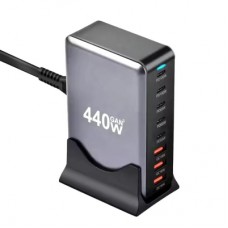 Зарядное устройство XoKo 2xUSB-С PD100W + 3xUSB-С PD65W + 3xUSB QC18W 440W GaN (QC-400)