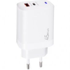 Зарядний пристрій XoKo 1xUSB-C PD45W + 1xUSB QC3.0 GaN white (XK-QC-450)