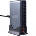 Зарядний пристрій XoKo 8xUSB-C PD 65 - 140W + 2xUSB QC30W GaN3 800W (XK-QC-800)